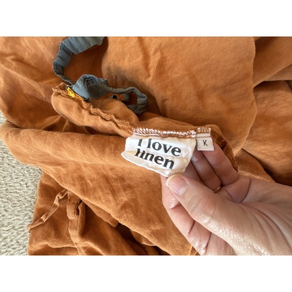 I Love Linen King Duvet Terra Cotta French Linen Flax Tie Closure Boho - Picture 3 of 6